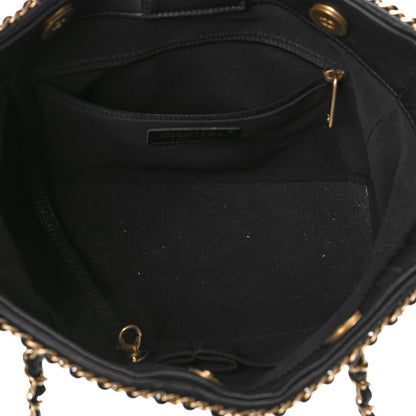 Chanel Calfskin Quilted Chain Lines Shopping Tote Black 5 of 10