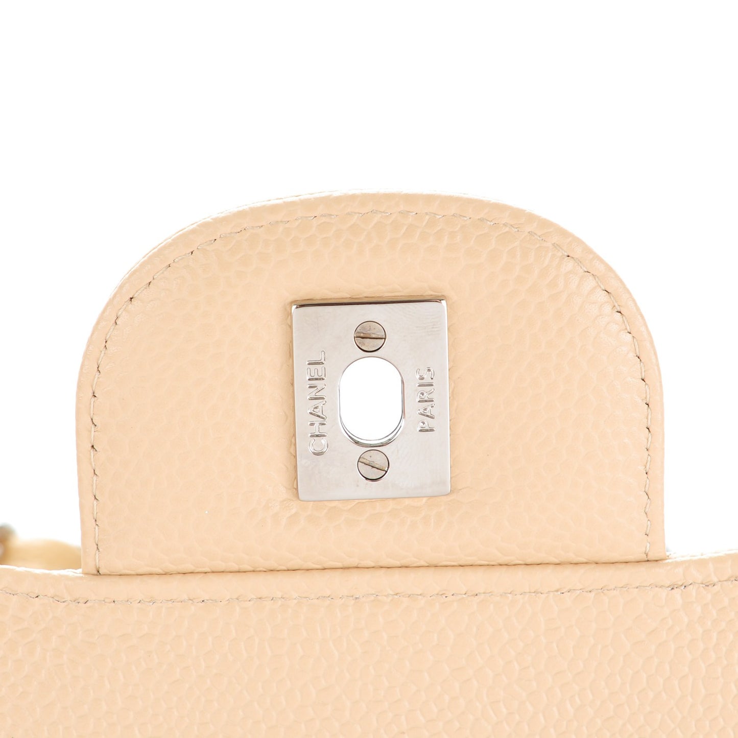 Caviar Quilted Jumbo Double Flap Beige Clair