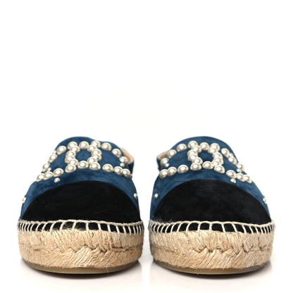 Chanel Suede Pearl CC Espadrilles 40 Teal 3 of 10