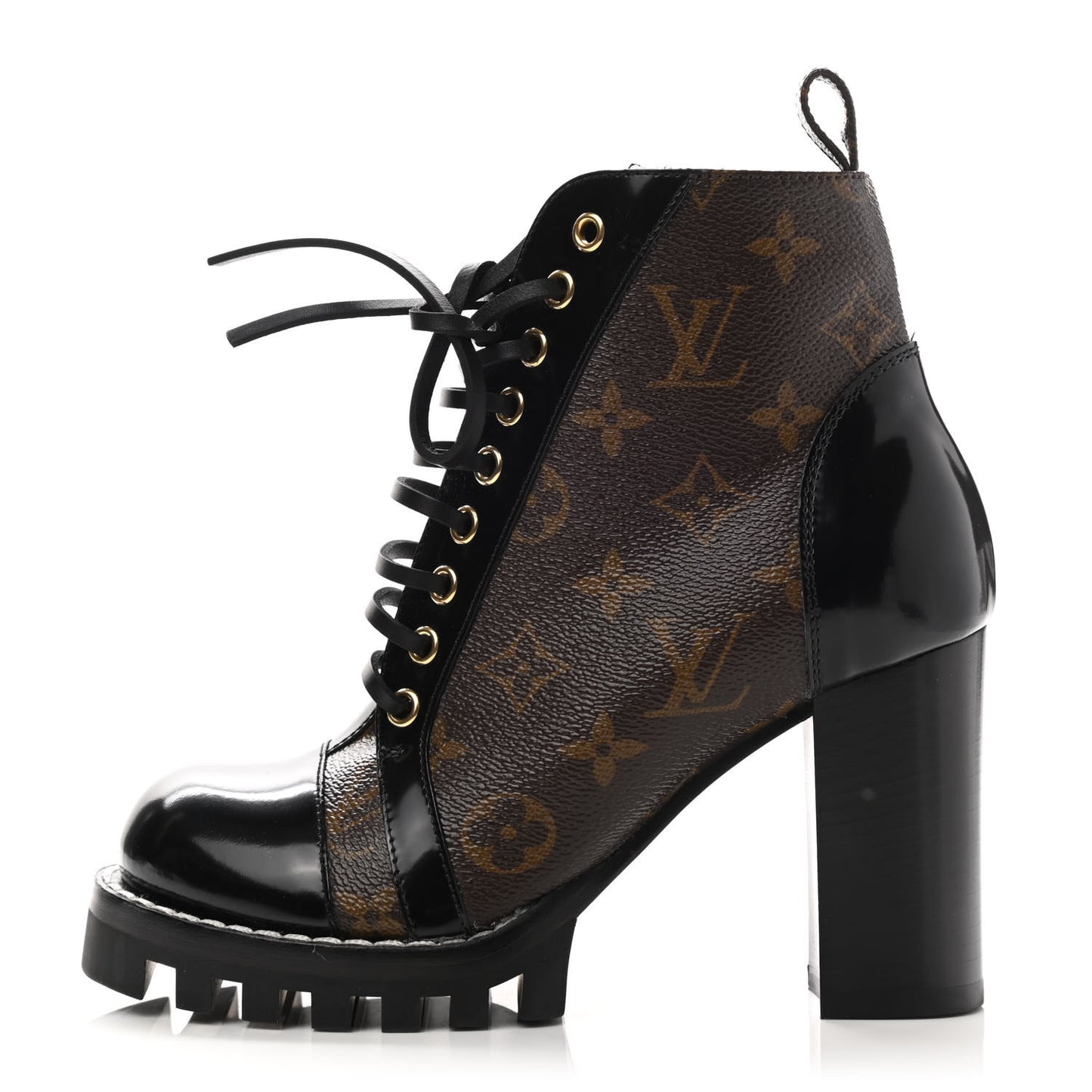 Patent Calfskin Monogram Star Trail Ankle Boots 35.5 Black