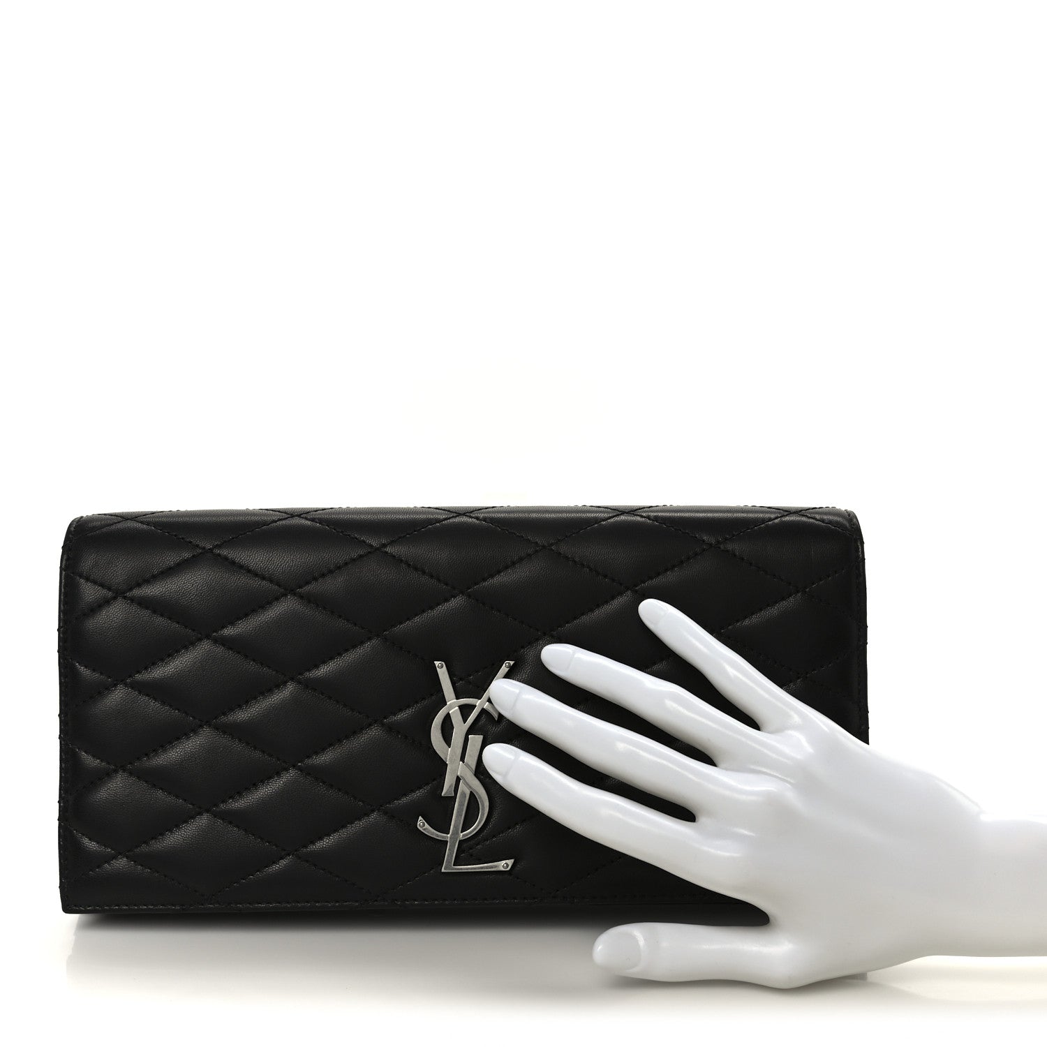 Saint Laurent Lambskin Quilted Kate Clutch Black 2 of 9