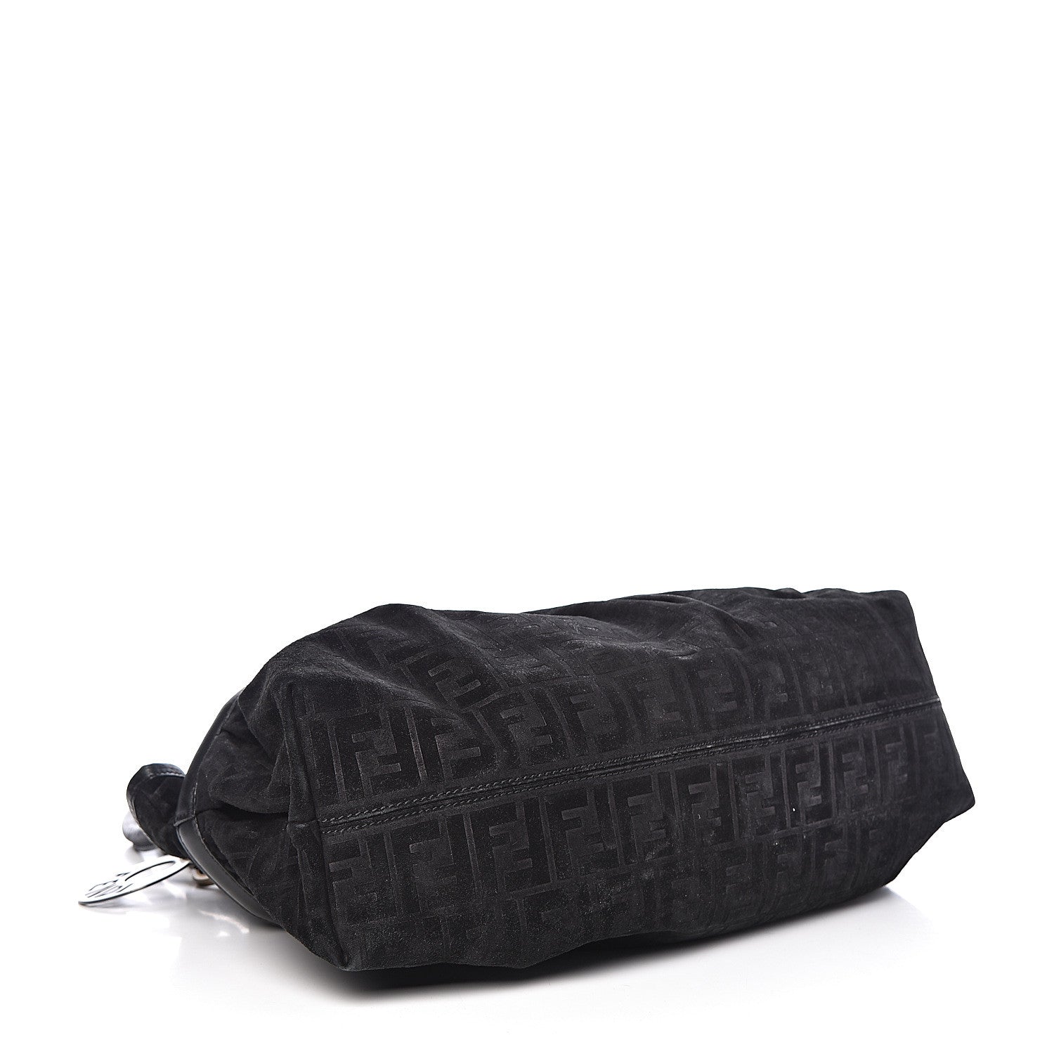 Fendi Suede Vitello Zucca Embossed Large Chef Shopper Tote Black 4 of 13