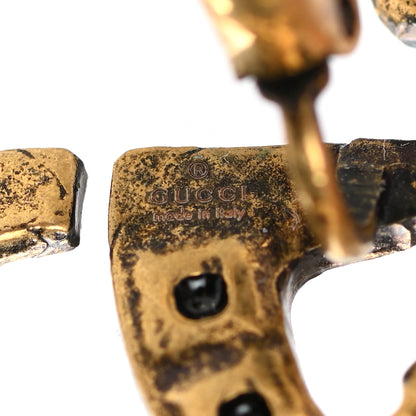 Gucci Crystal Double G Clip On Earrings Aged Gold Multicolor 4 of 6