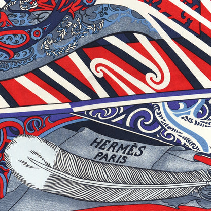 Hermes Silk Kawa Ora Scarf 90 Bleu Rouge White 3 of 3