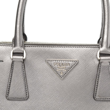Prada Metallic Saffiano Small Galleria Double Zip Tote Cromo 11 of 14