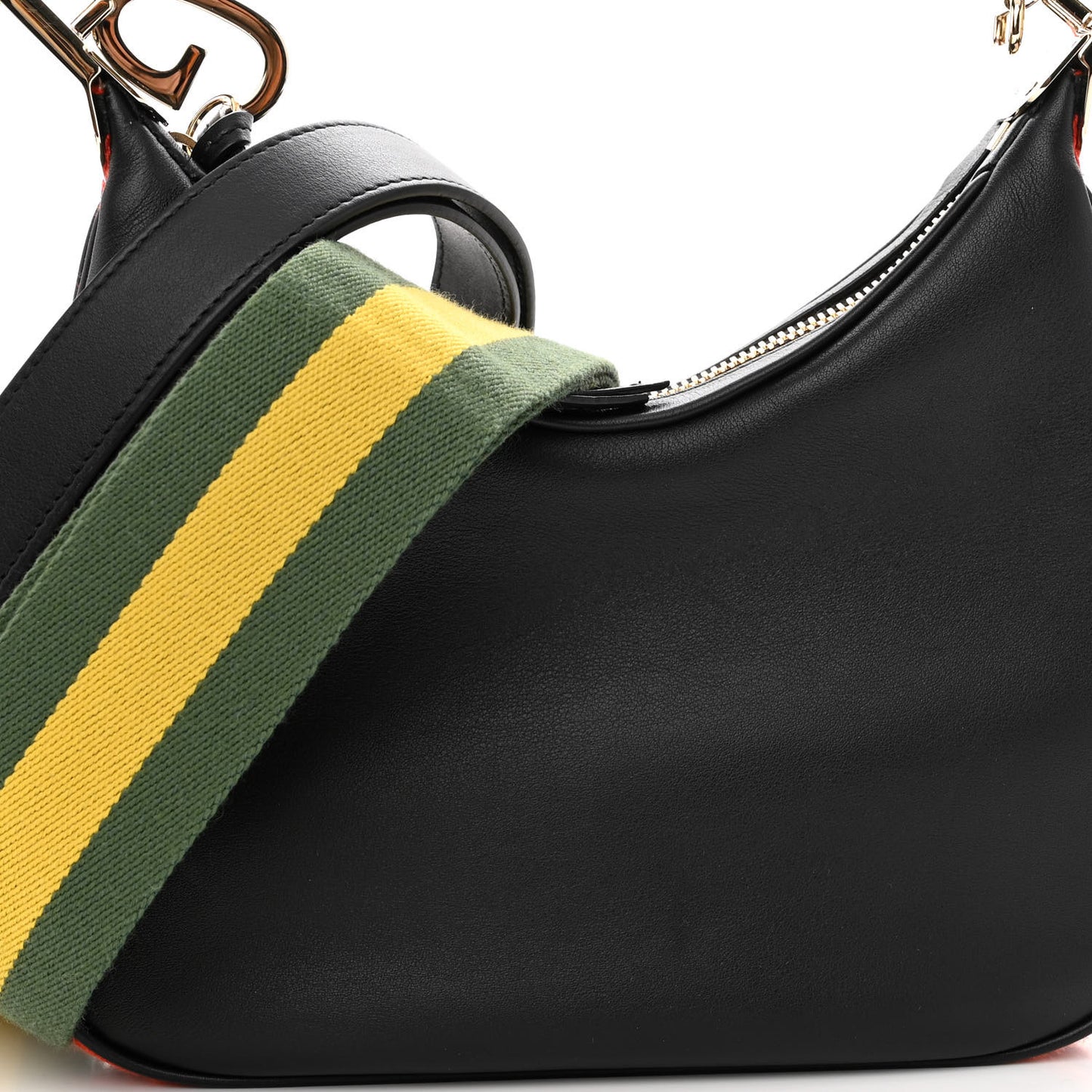 Aria Calfskin Web Small Attache Shoulder Bag Black