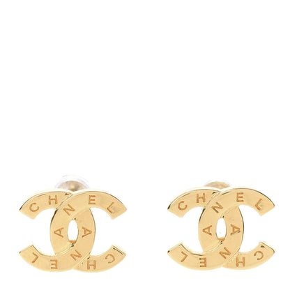 Chanel Metal CC Paris Button Stud Earrings Gold 1 of 5
