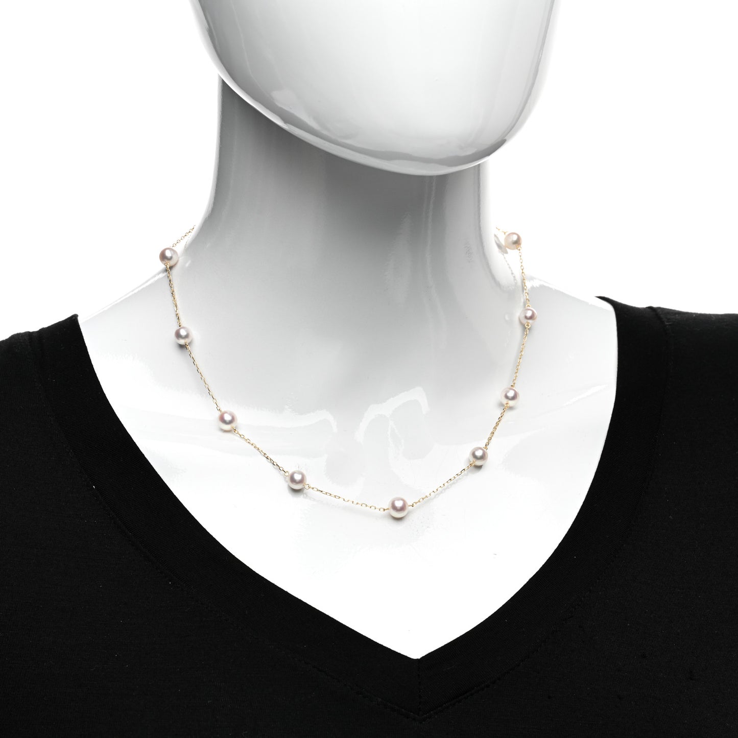 18K Yellow Gold Akoya Pearl 6-6.5mm Station Necklace