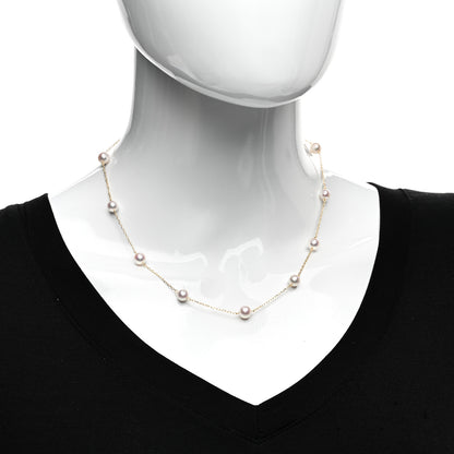 Mikimoto 18K Yellow Gold Akoya Pearl 6-6.5mm Station Necklace 2 of 4