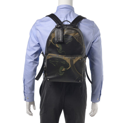 Valentino Garavani Nappa Canvas Panther Backpack Green 2 of 15