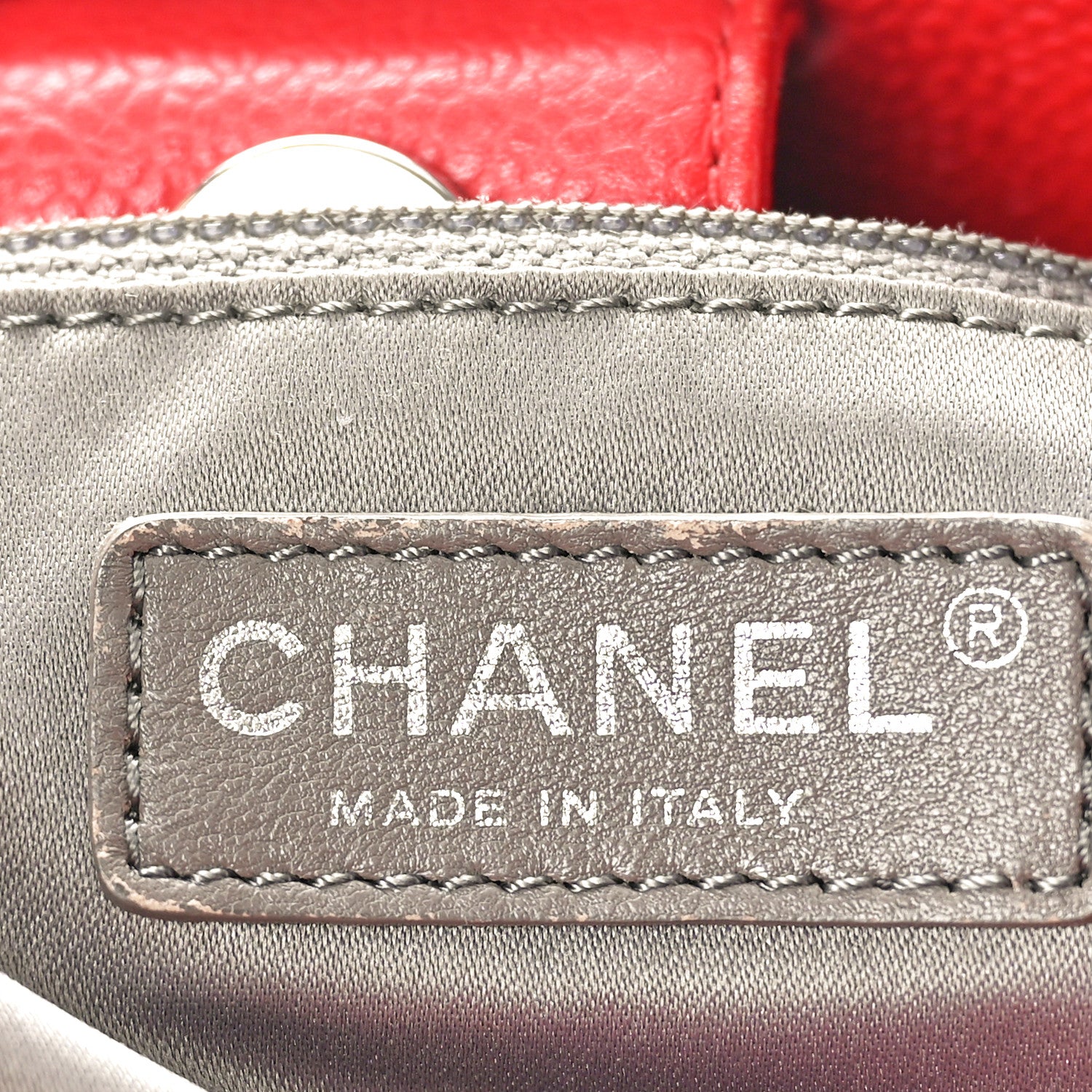 Chanel Caviar Quilted Petit Shopping Tote PST Red 6 of 11