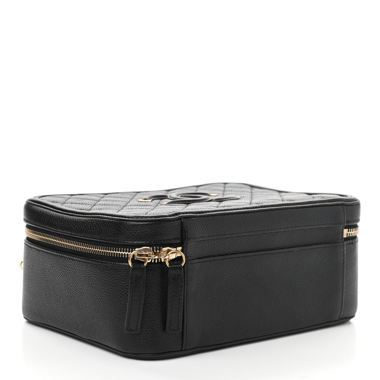 Caviar Quilted Large CC Filigree Vanity Case Black