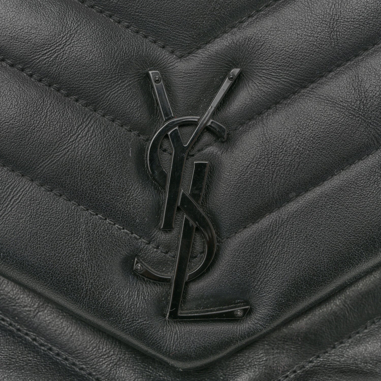 Saint Laurent Calfskin Y Quilted Monogram Monochrome Large Loulou Chain Satchel Black 11 of 13