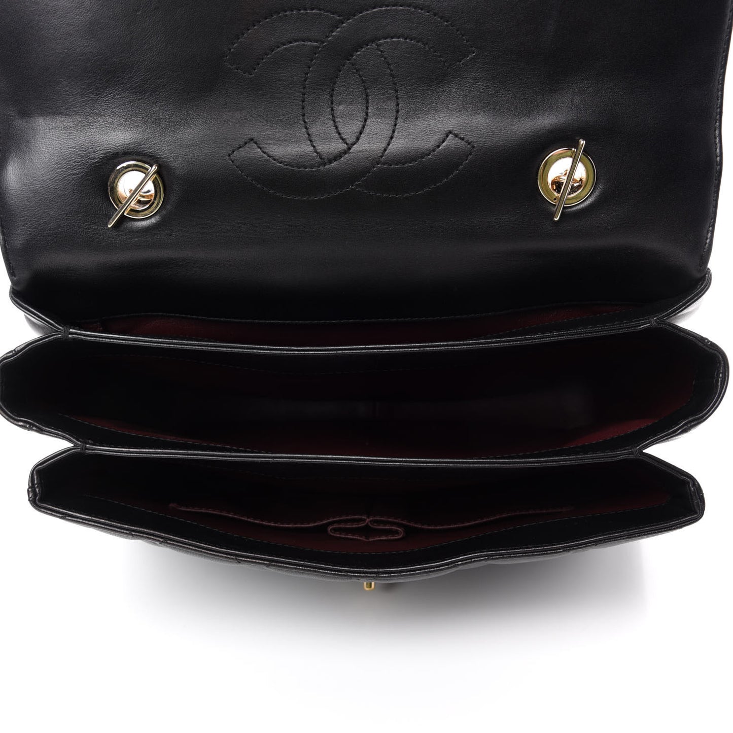 Lambskin Quilted Large Trendy CC Dual Handle Flap Bag Black