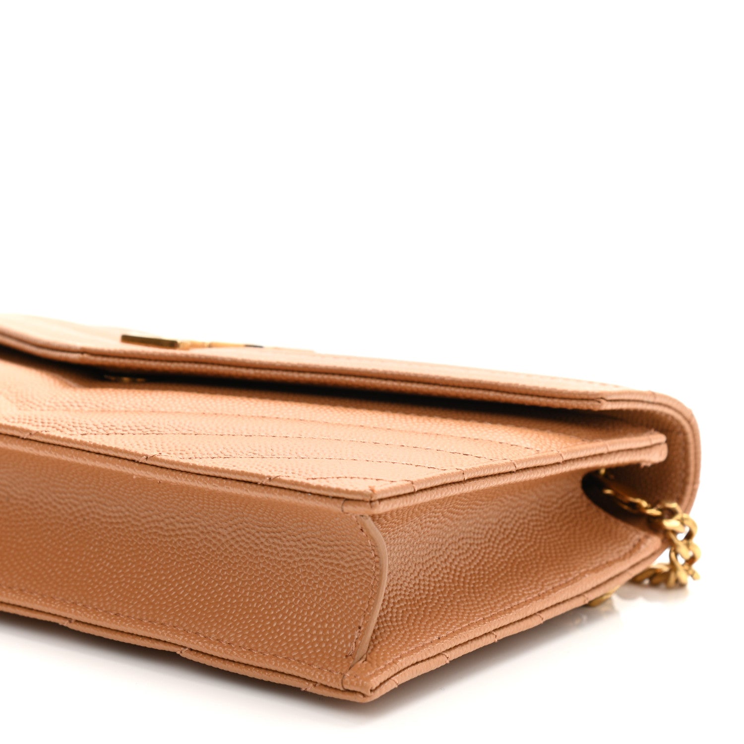Saint Laurent Grain De Poudre Matelasse Chevron Monogram Envelope Chain Wallet Dune 10 of 10
