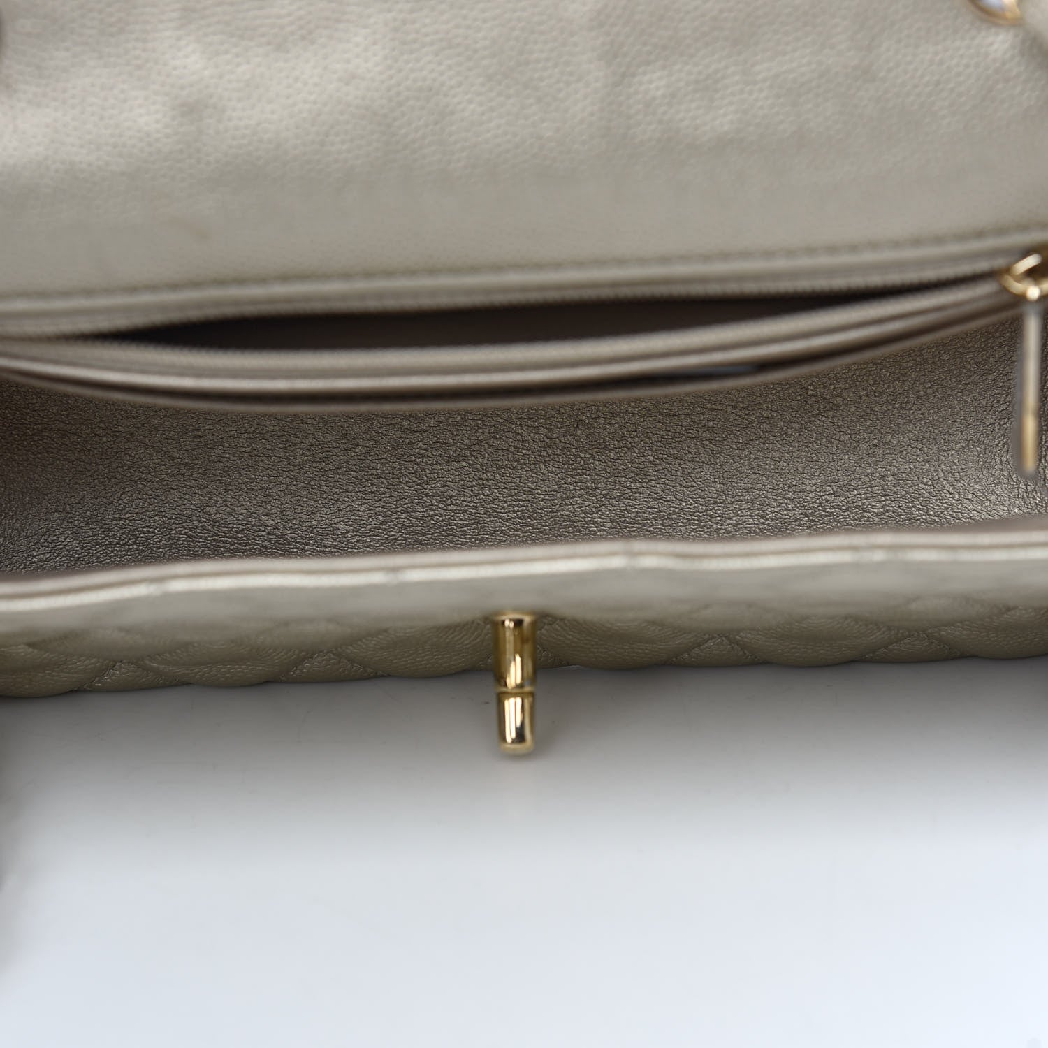 Chanel Metallic Caviar Quilted Mini Rectangular Flap Light Gold 7 of 9