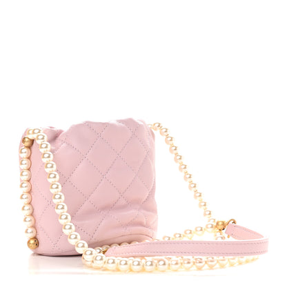 Chanel Calfskin Quilted Pearl Mini About Pearls Drawstring Bucket Light Pink 3 of 9