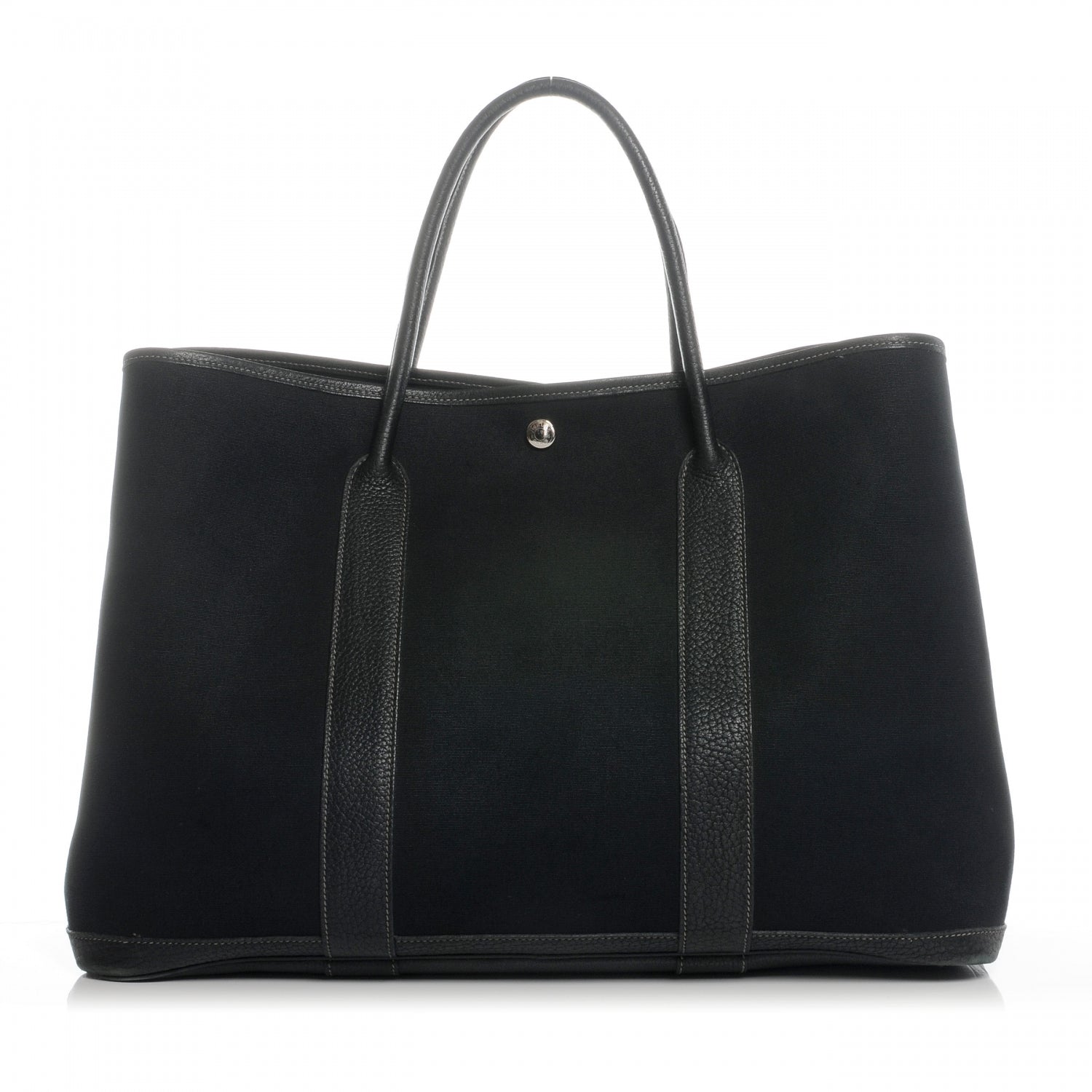 Hermes Toile Leather Garden Party MM Tote Black 1 of 7