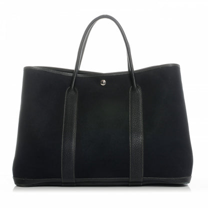 Hermes Toile Leather Garden Party MM Tote Black 1 of 7