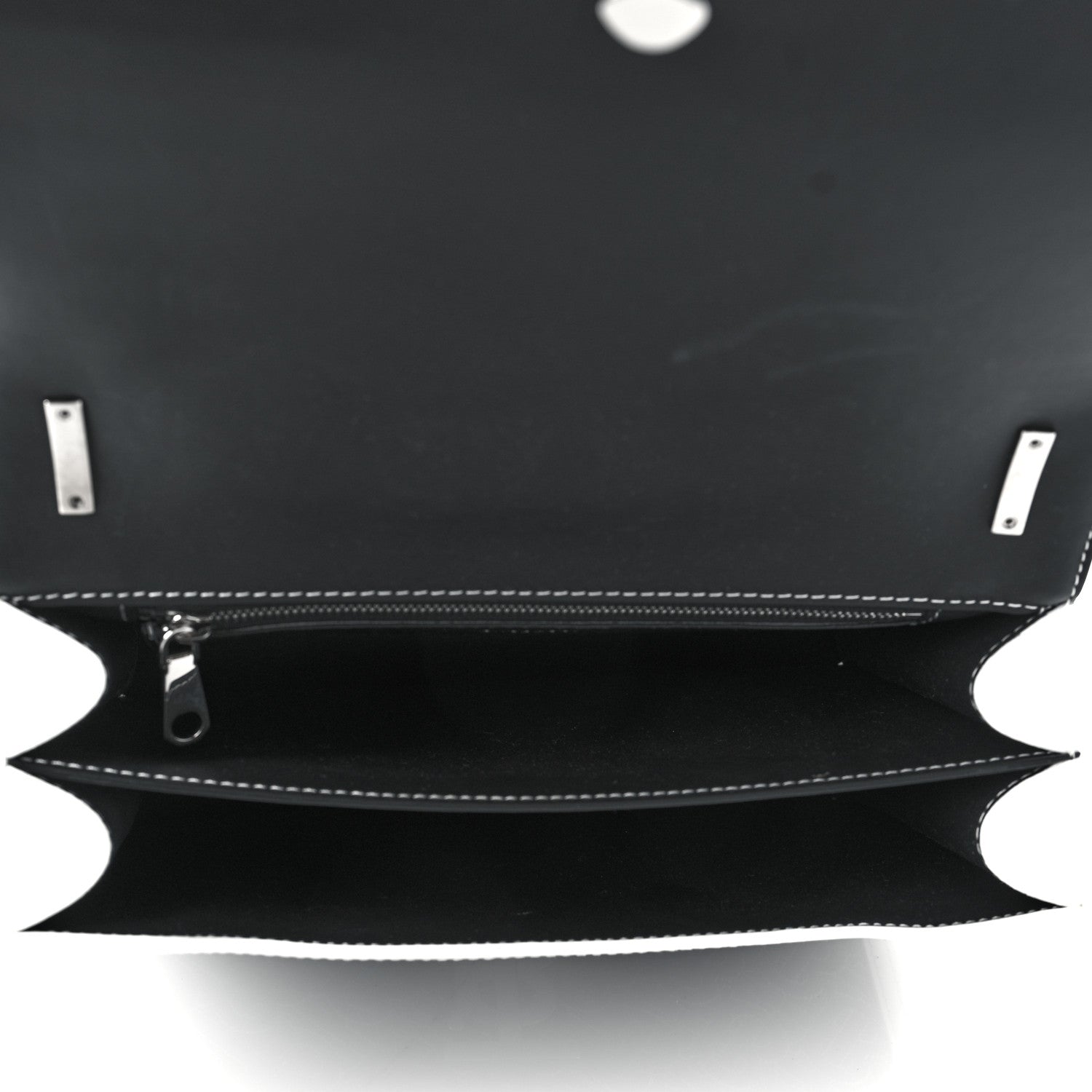 Burberry Calfskin Monogram Embossed MediumTB Chain Bag Black White 5 of 9