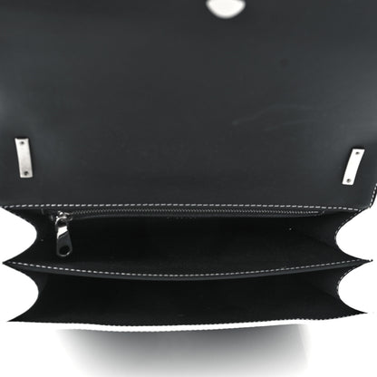 Burberry Calfskin Monogram Embossed MediumTB Chain Bag Black White 5 of 9