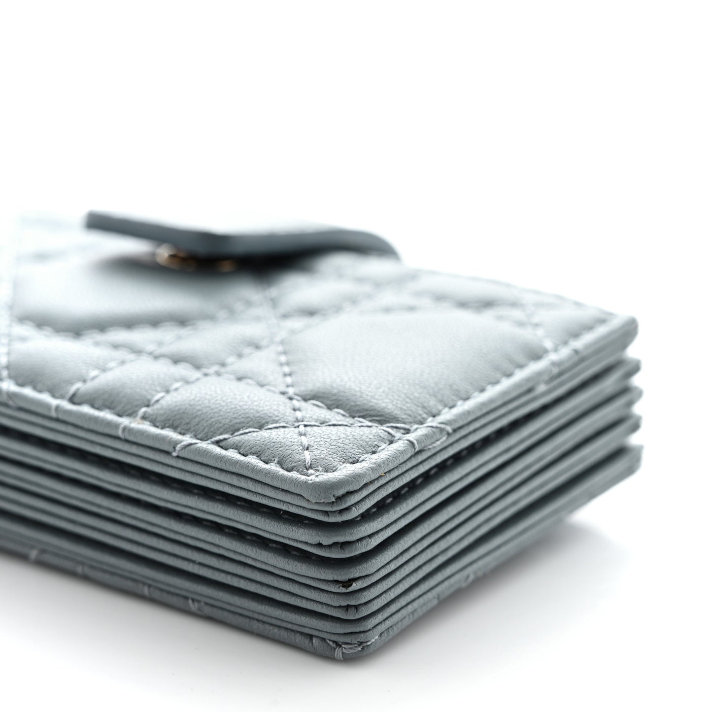 Lambskin Cannage Lady Dior 5-Gusset Card Holder Cloud Blue
