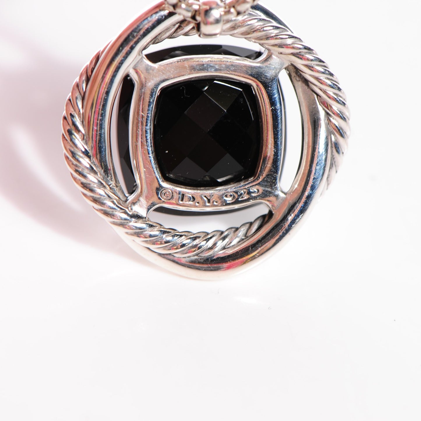 Sterling Silver Black Onyx 14mm Infinity Pendant Necklace