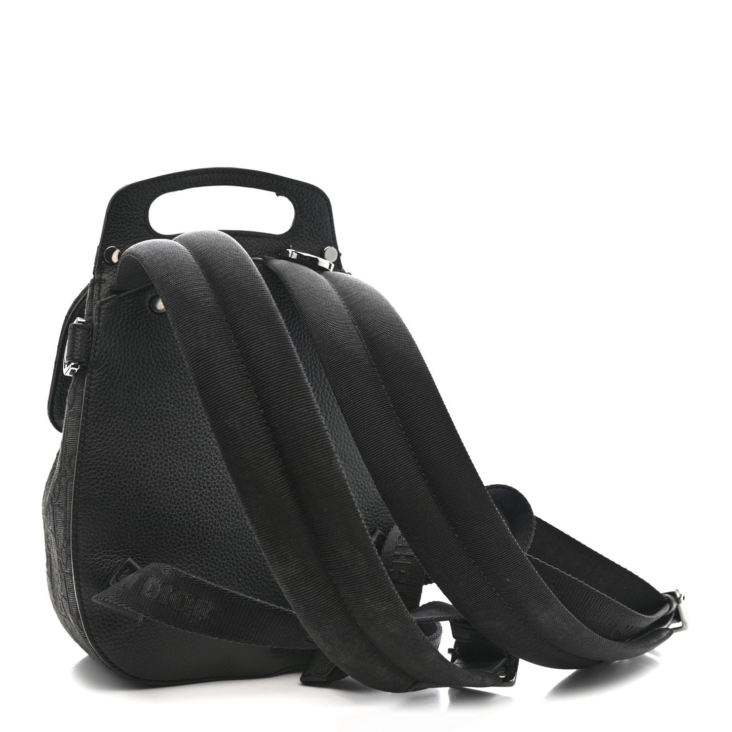 Oblique Jacquard Mini Saddle Backpack Black Blue