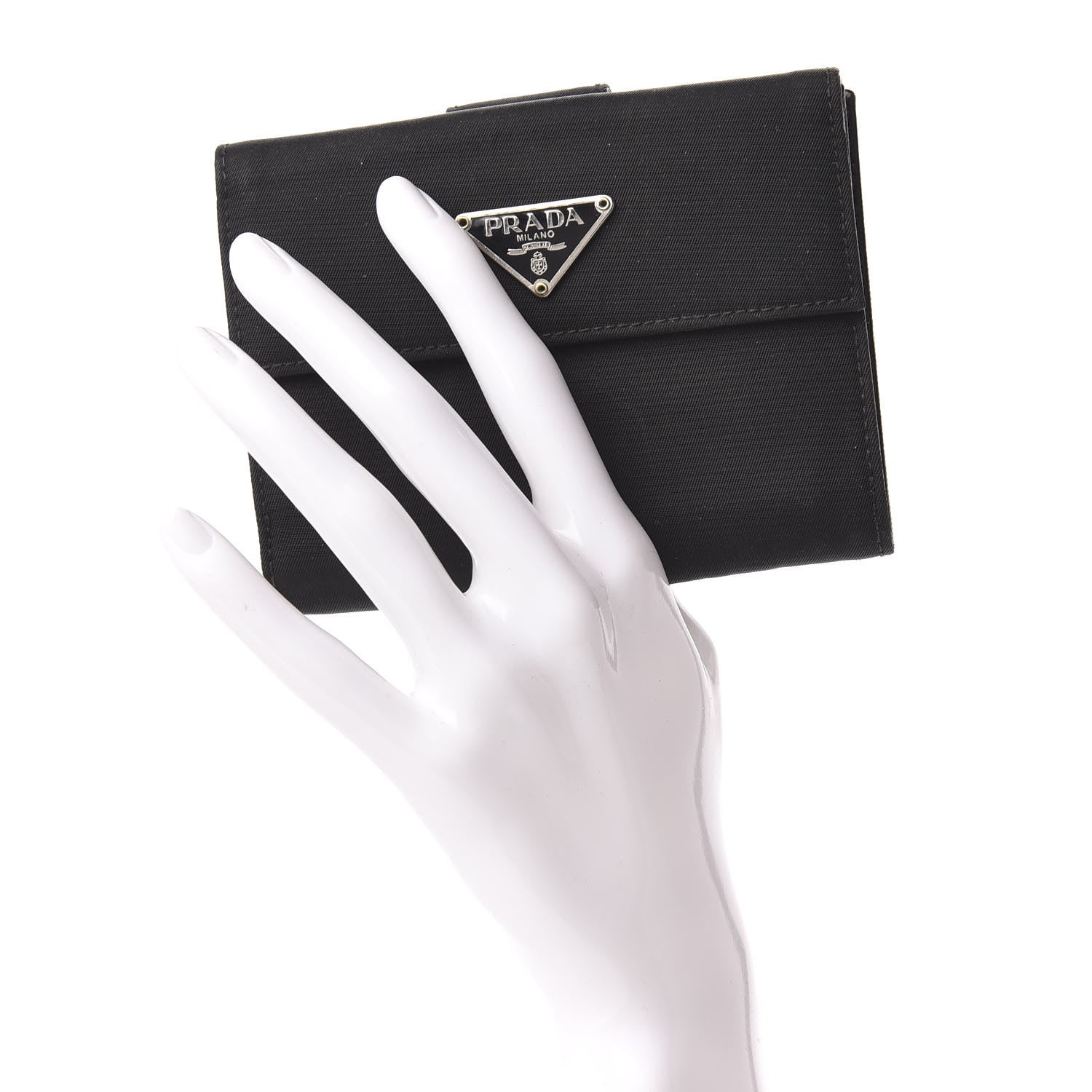 Prada Tessuto Nylon French Wallet Black 2 of 8