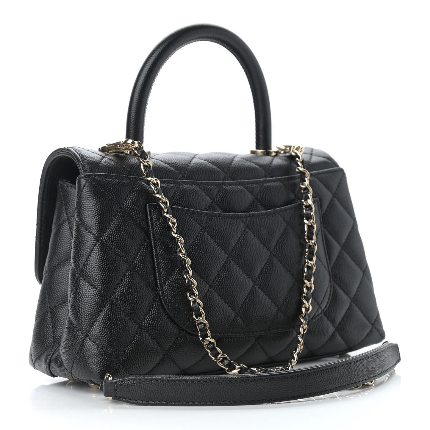 Caviar Quilted Mini Coco Handle Flap Black