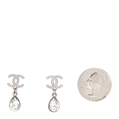 Chanel Crystal CC Teardrop Earrings Silver 2 of 4