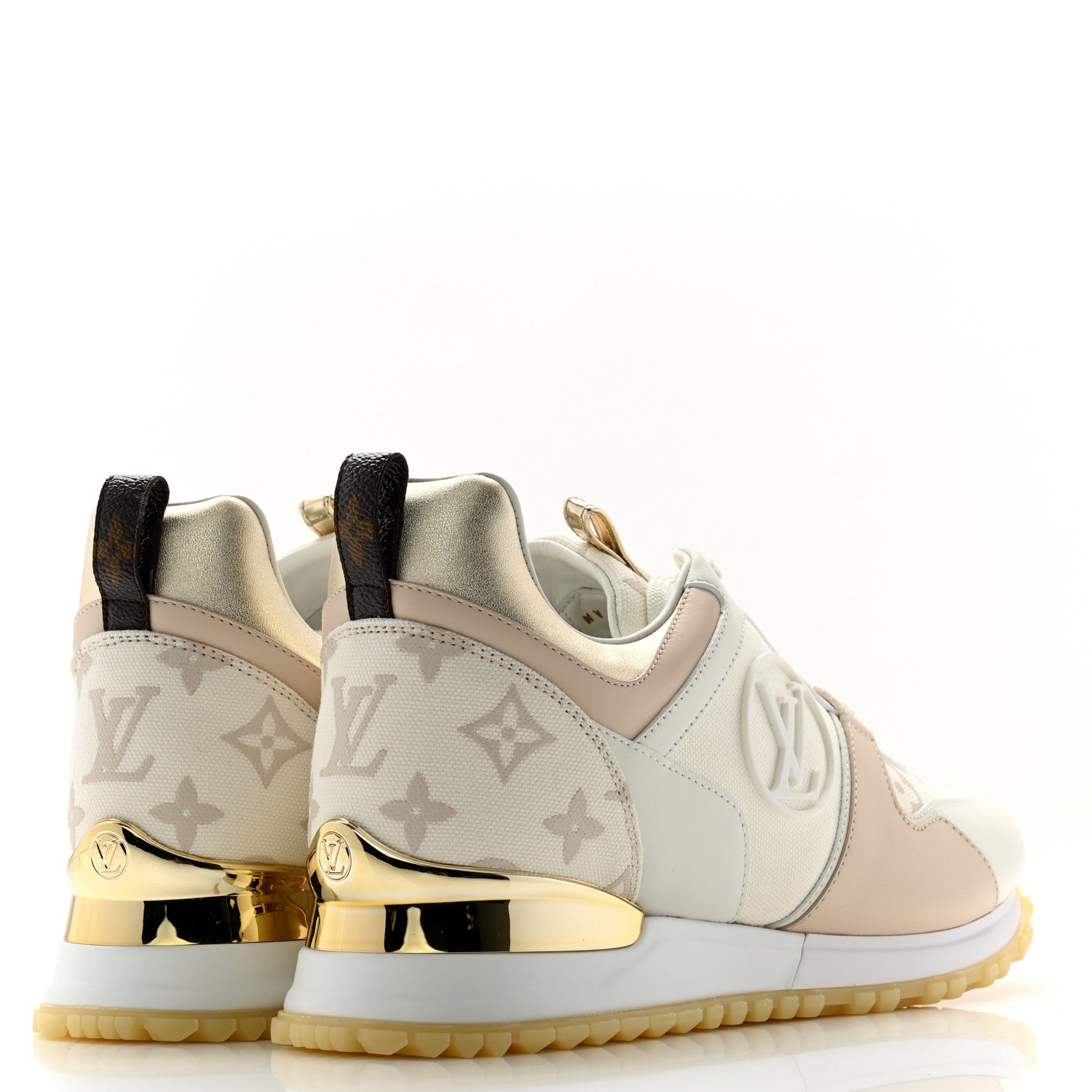 Louis Vuitton Monogram Calfskin Run Away Sneakers 38 Beige Gold 4 of 8