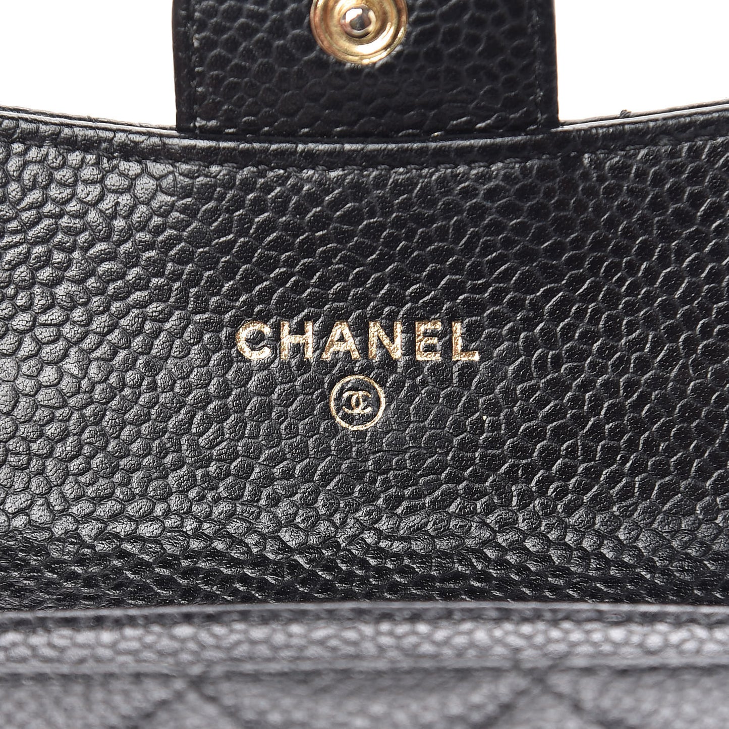 Caviar Quilted Flap Card Holder Black