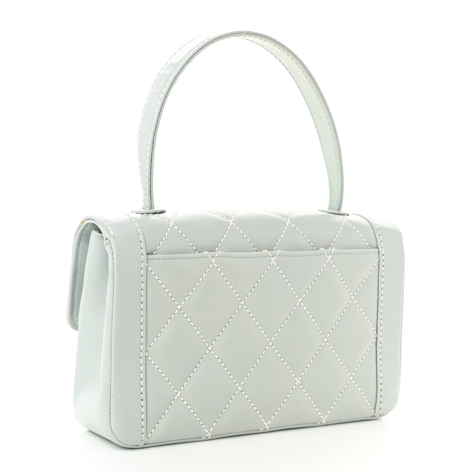 Chanel Calfskin Quilted Wild Stitch Flap Light Blue 2 of 9
