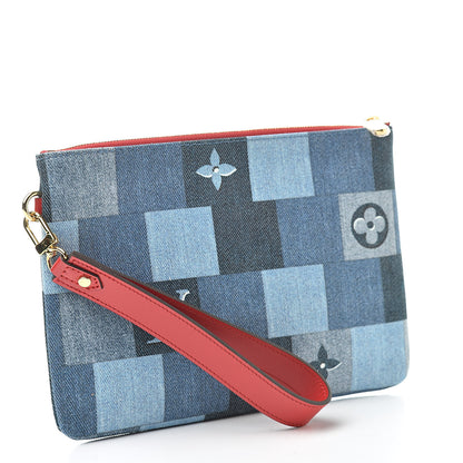 Louis Vuitton Denim Monogram Patchwork City Pouch Blue Rouge 3 of 7