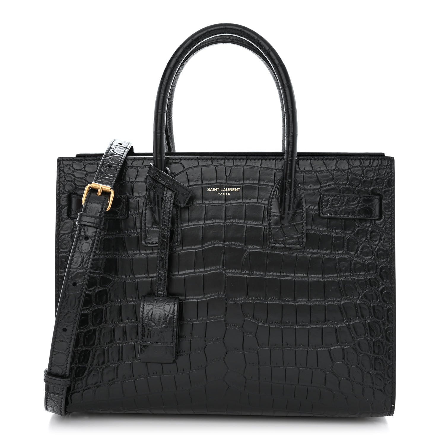 Saint Laurent Calfskin Crocodile Embossed Baby Sac De Jour Black 1 of 10