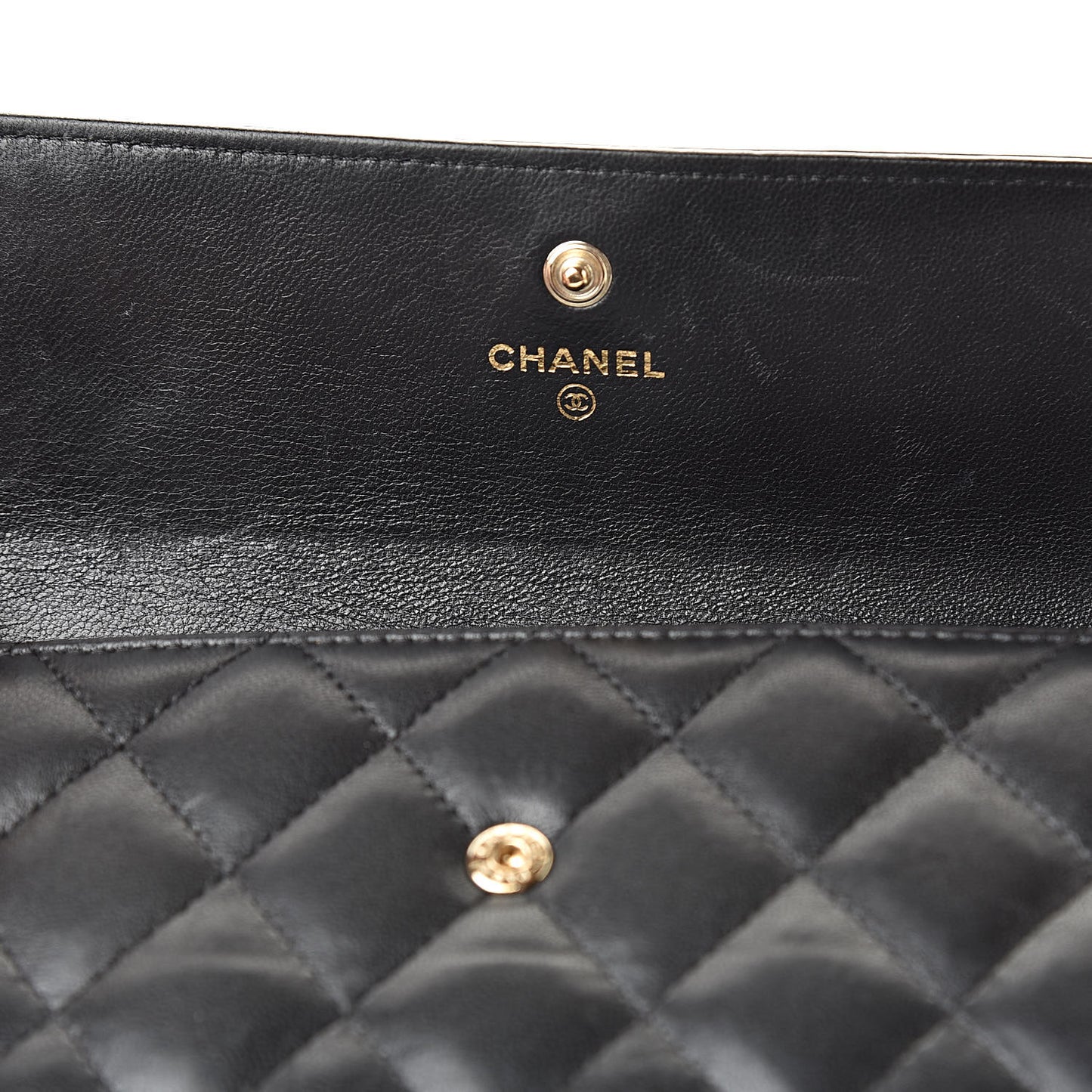Lambskin Quilted Boy Flap Wallet Black