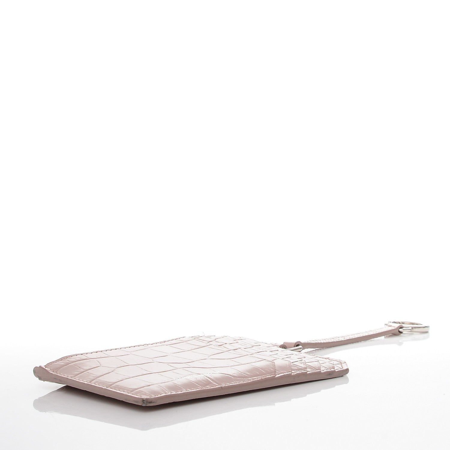 Saint Laurent Calfskin Crocodile Embossed 5 Fragments Zip Pouch Card Holder Rose Antic 4 of 6