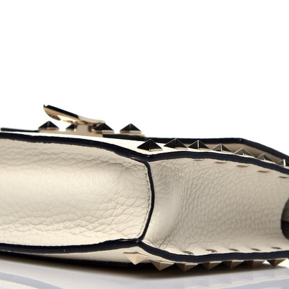 Valentino Garavani Pebbled Calfskin Small Rockstud Overlay Flap Shoulder Bag Light Ivory 8 of 8