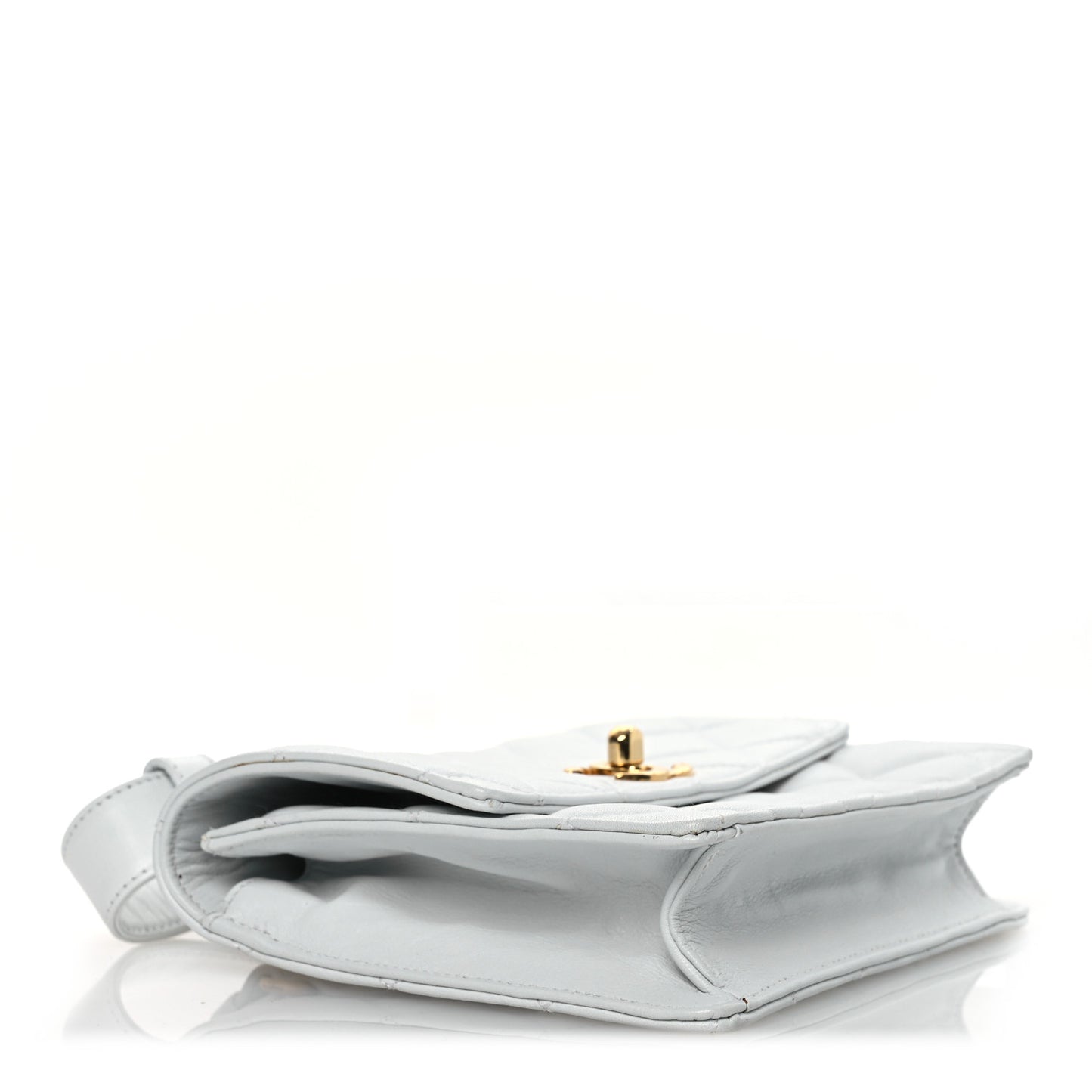 Lambskin Quilted Flap Waist Belt Bag 75 30 White