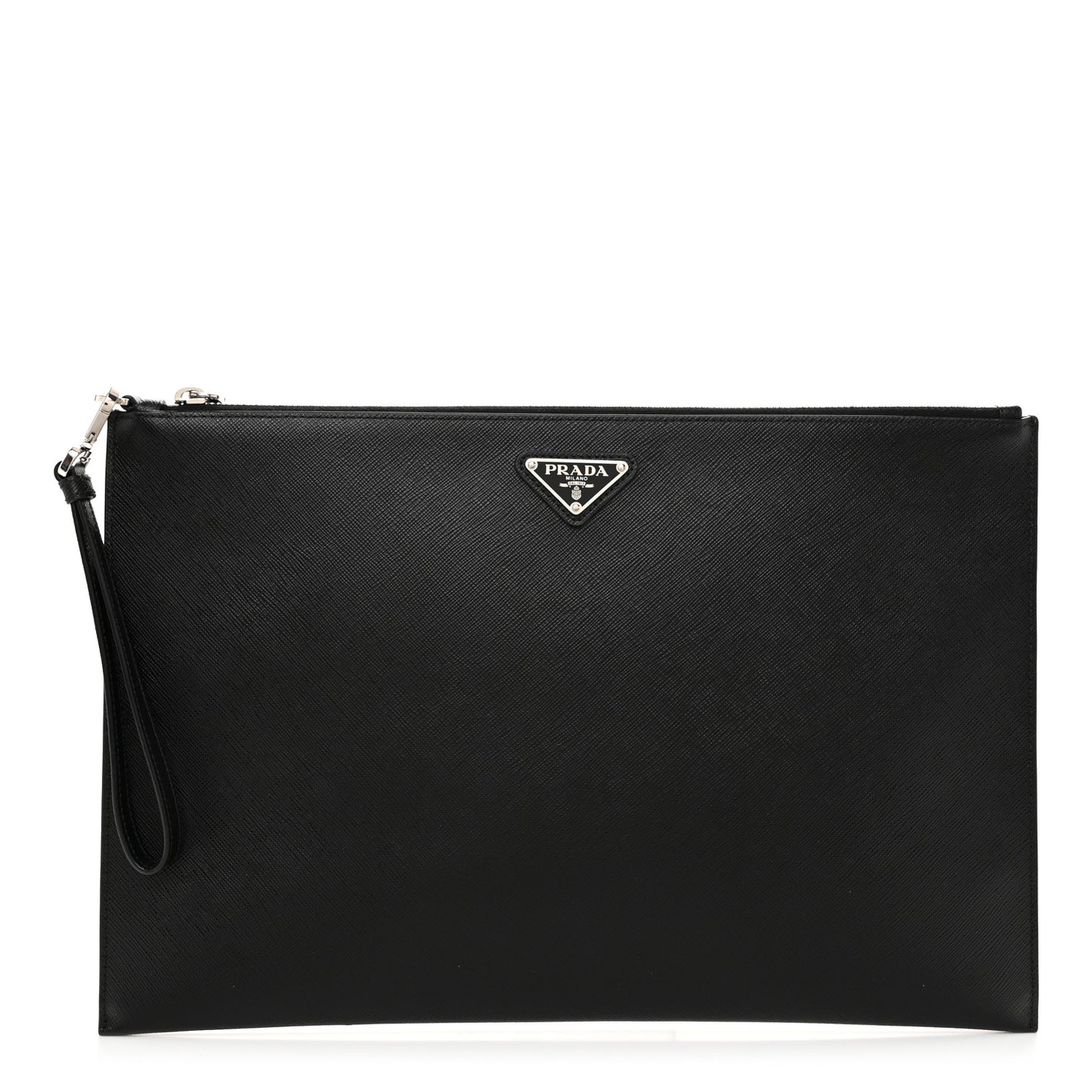 Saffiano Flat Wristlet Pouch Black