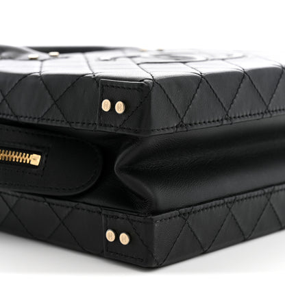 Chanel Calfskin Quilted Studded Square Vanity Case Black 8 of 9