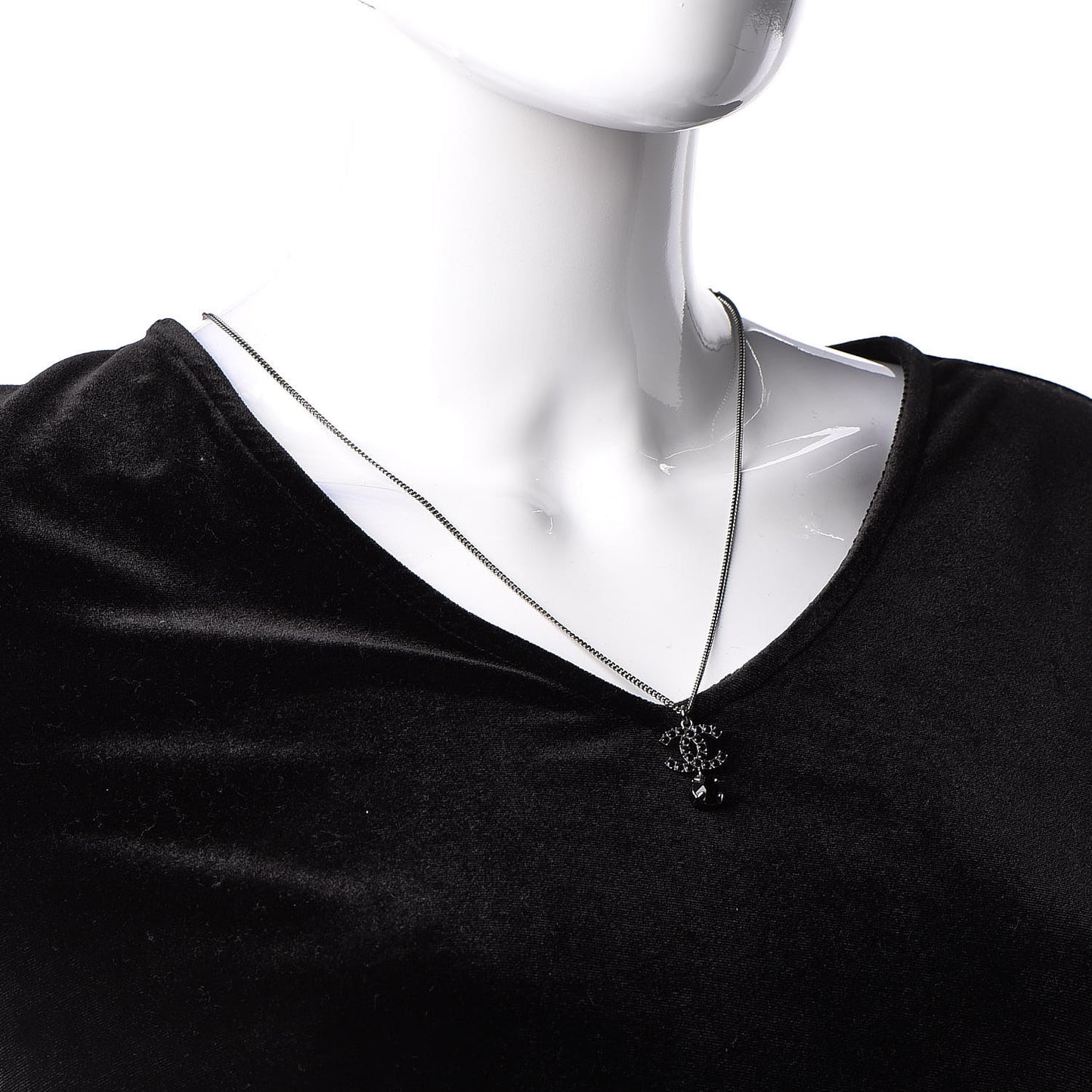 Ruthenium Crystal CC Drop Necklace Black