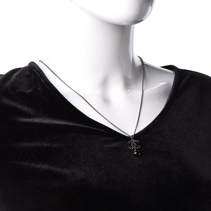 Chanel Ruthenium Crystal CC Drop Necklace Black 2 of 5