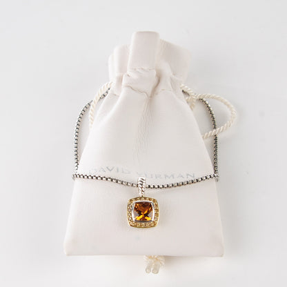 David Yurman Sterling Silver Pave 18K Yellow Gold Citrine Yellow Sapphire 7mm Petite Albion Necklace 6 of 6