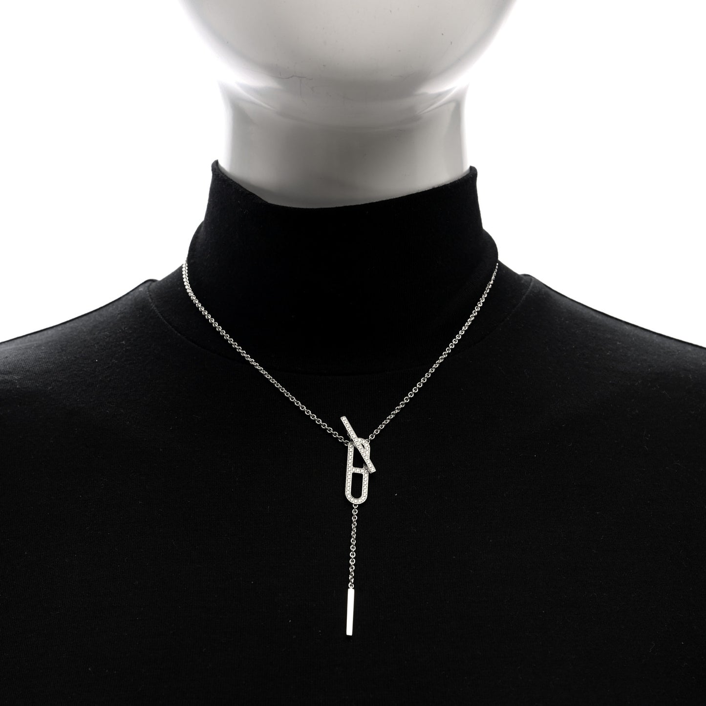18K White Gold Diamond PM Ever Chaine D'Ancre Necklace ST