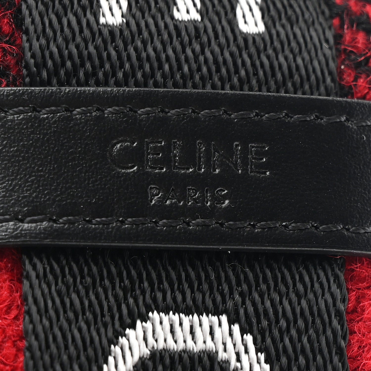 Celine Wool Tartan Medium Ava Triomphe Shoulder Bag Red Black 6 of 10