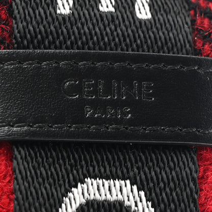 Celine Wool Tartan Medium Ava Triomphe Shoulder Bag Red Black 6 of 10