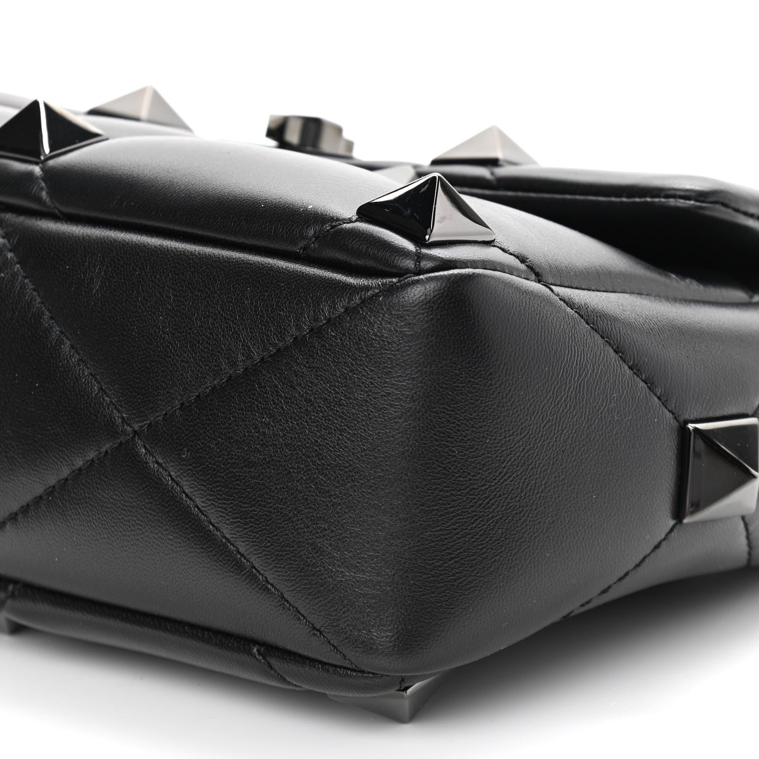 Valentino Garavani Nappa Monochrome Medium Roman Stud Shoulder Bag Black 9 of 9
