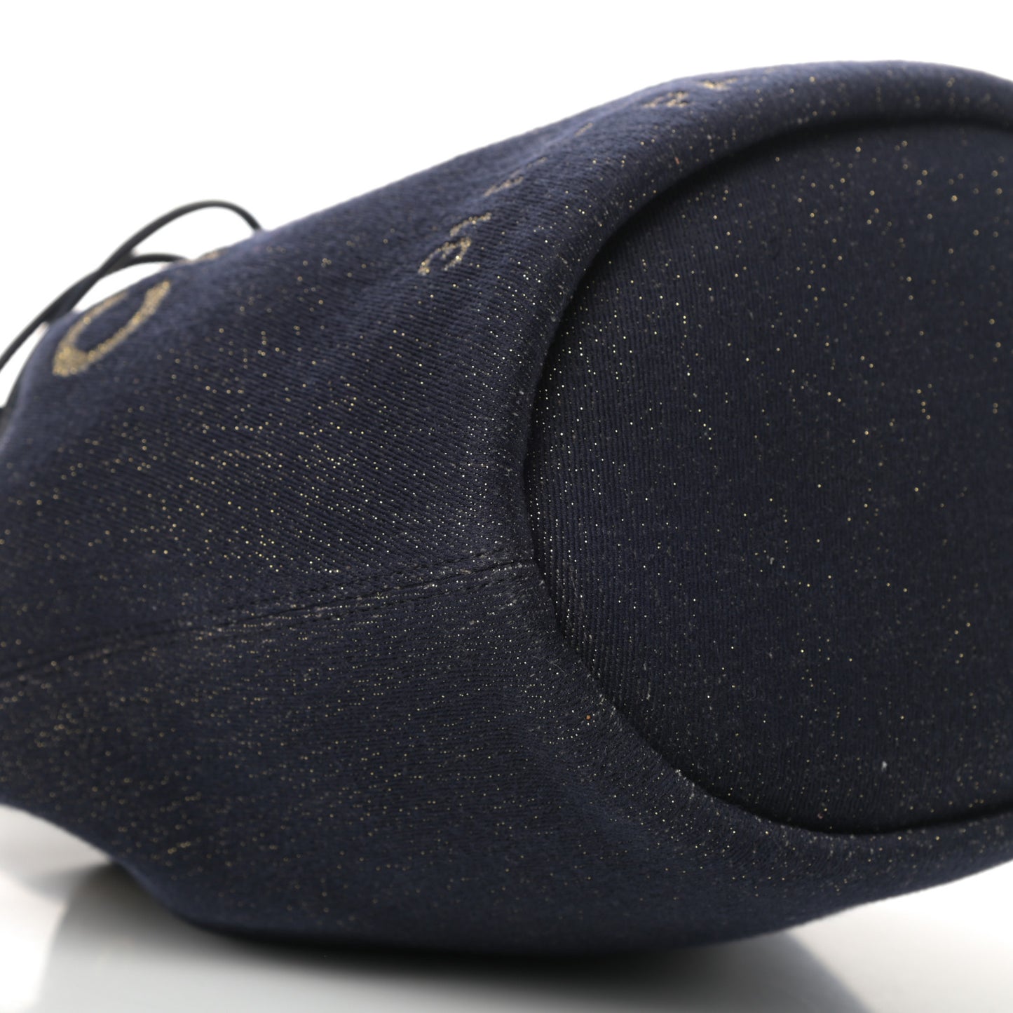 Lurex Canvas Deauville Drawstring Bag Navy Blue Gold